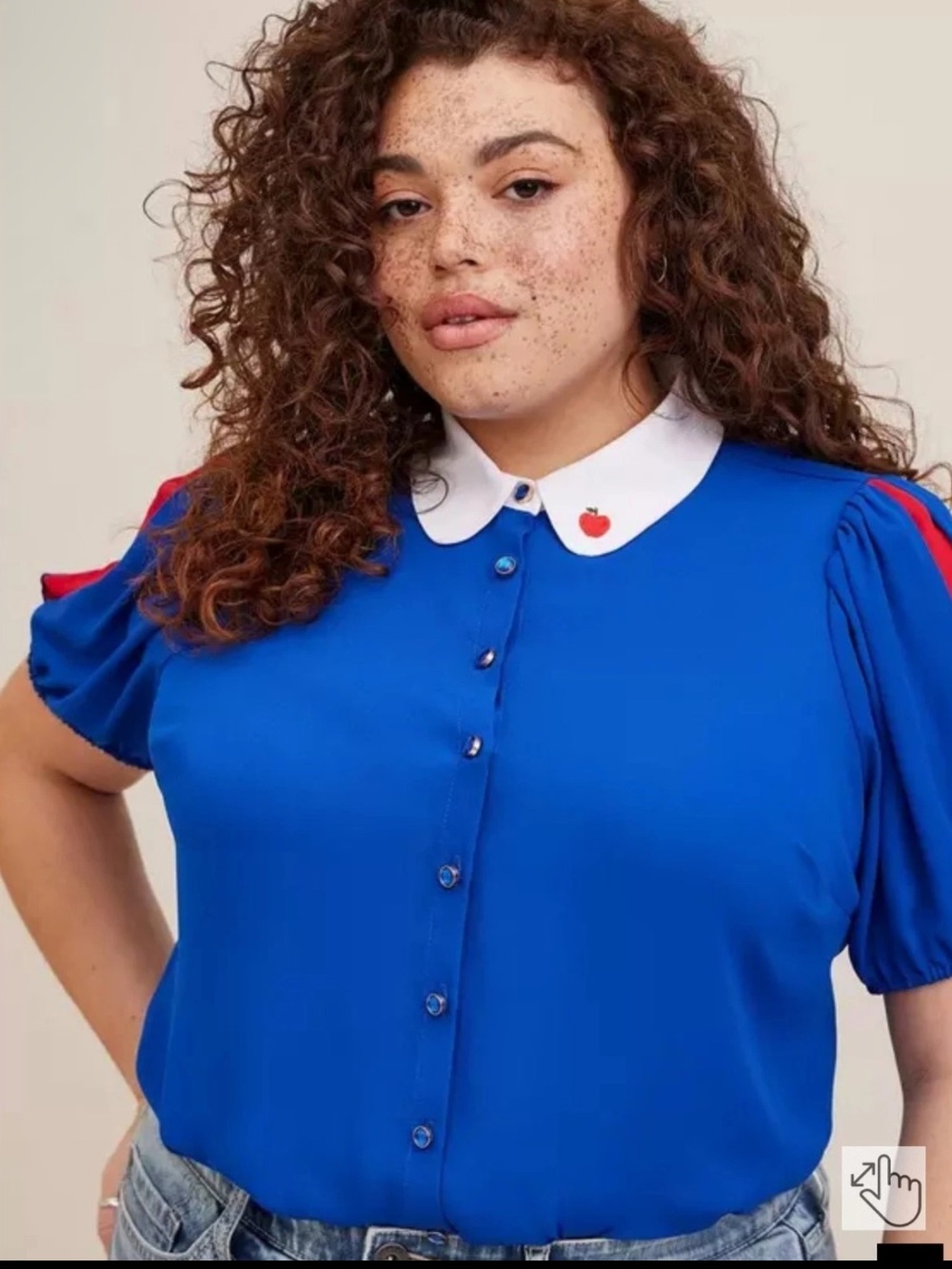 NWT Snow White Collar Puff Sleeve Button Down Women's Size 2X
